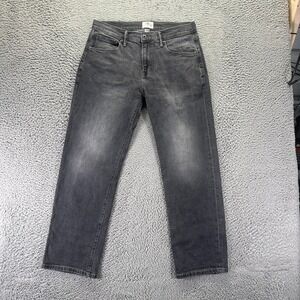 Mutual Weave Jeans Mens 34x30 Black Cotton Denim Straight Relaxed Faded Stretch